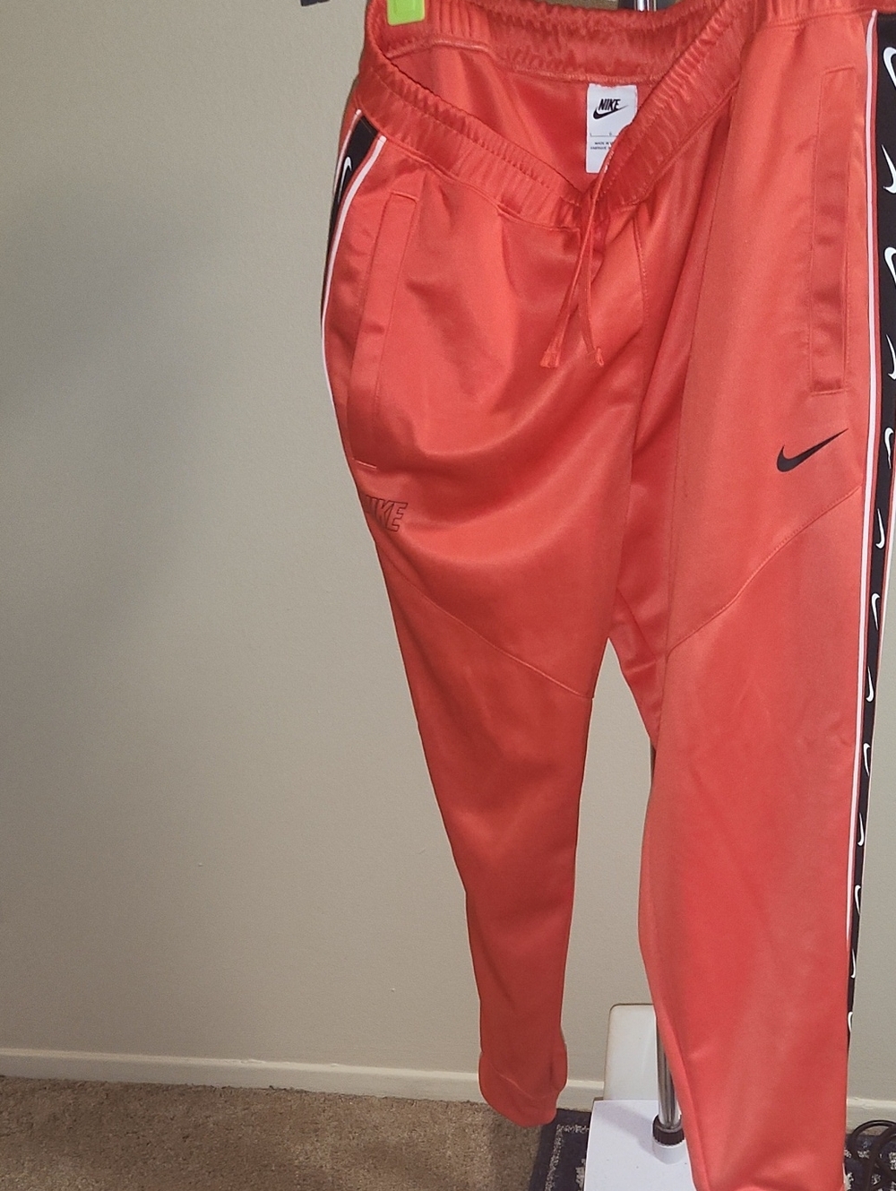 Nike Coral Orange Side-Stripe Track Pants